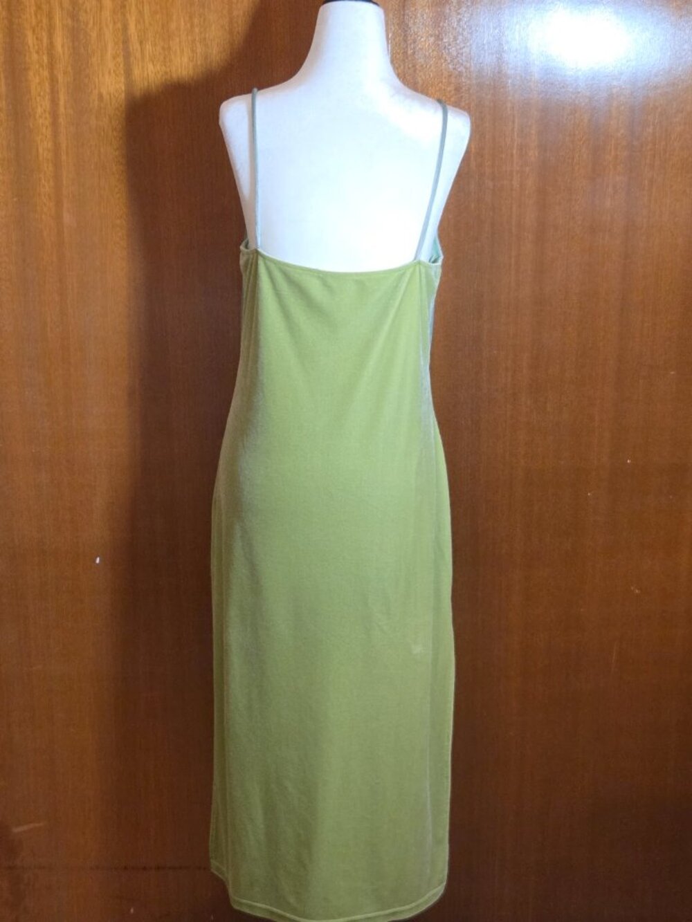 Two-Tone Green Velvet Colorblock Slip Maxi Dress - S/M - Picture 2 of 5